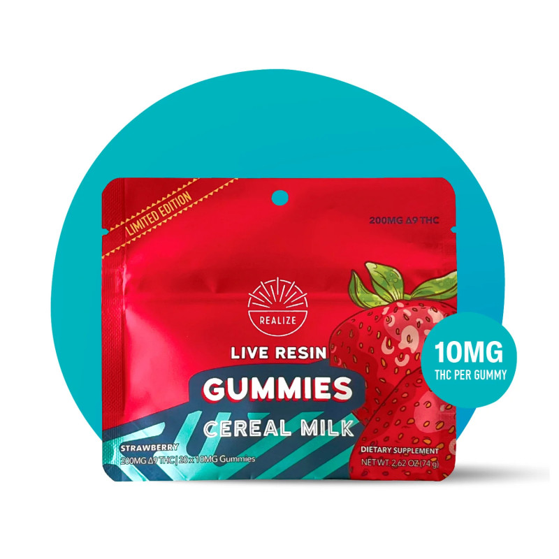 Realize Live Resin Gummies - Strawberry Cereal Milk | 10mg THC, 200mg Pack
