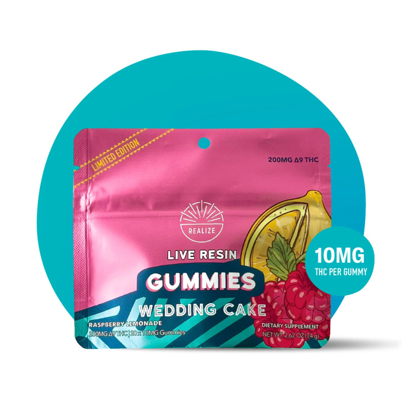 Limited Edition Realize Live Resin Gummies - Raspberry Lemonade Wedding Cake | 10mg THC, 200mg Pack