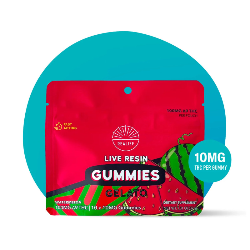 Live Resin Gummies - Watermelon Gelato | 10mg THC Per Gummy