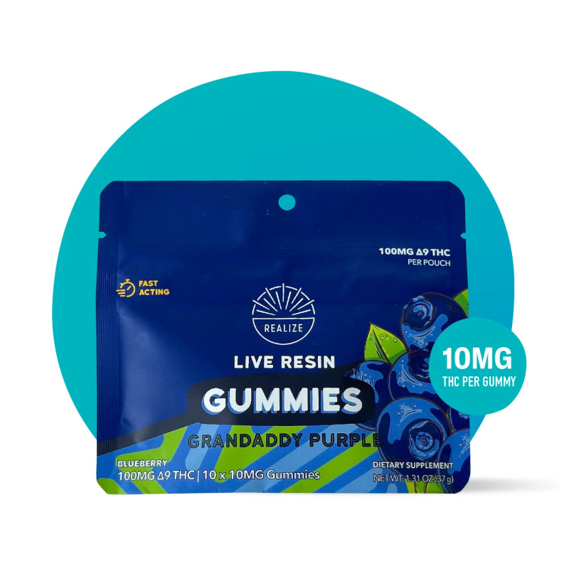Live Resin Gummies - Blueberry Grandaddy Purple | 10mg THC Each