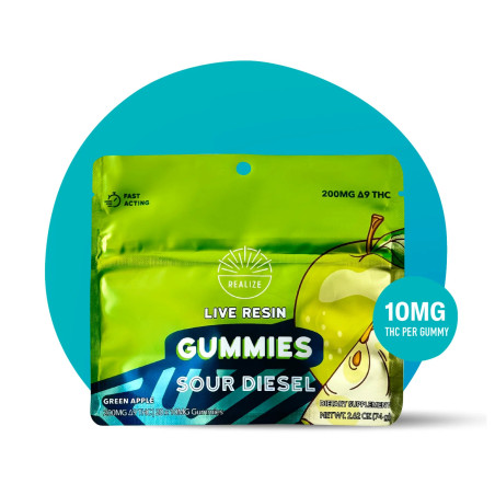 Realize Live Resin Gummies - Green Apple Sour Diesel | 10mg THC, 200mg Pack