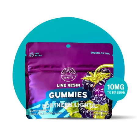 Realize Live Resin Gummies - Black Raspberry Northern Lights | 10mg THC, 200mg Pack